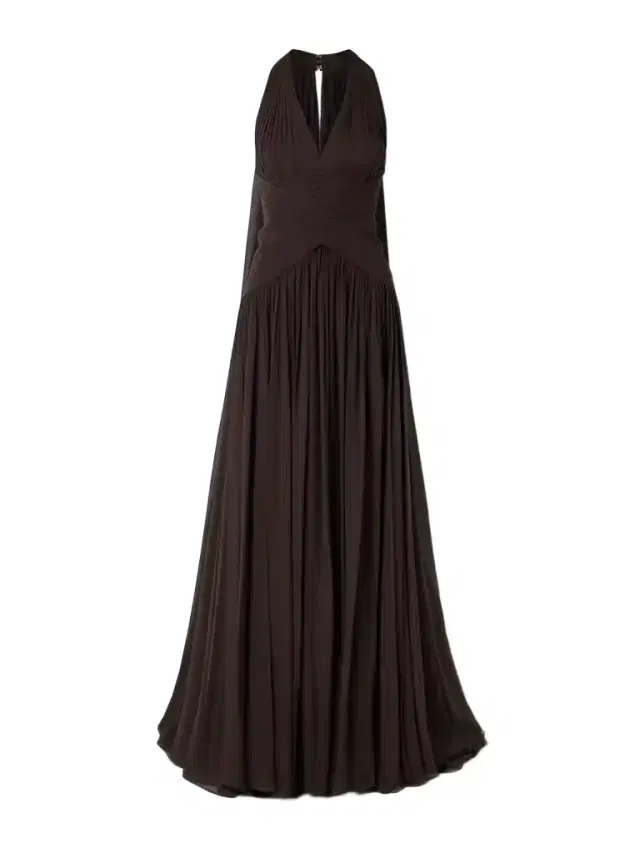 Cape-effect Gathered Silk-georgette Gown