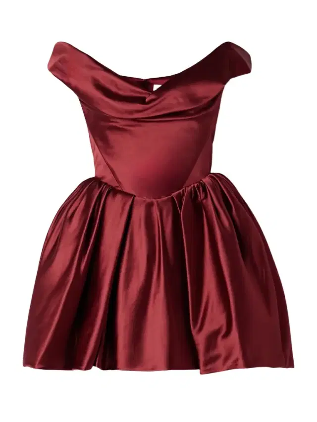 Bagatelle Off-the-shoulder Gathered Duchesse-satin Mini Dress
