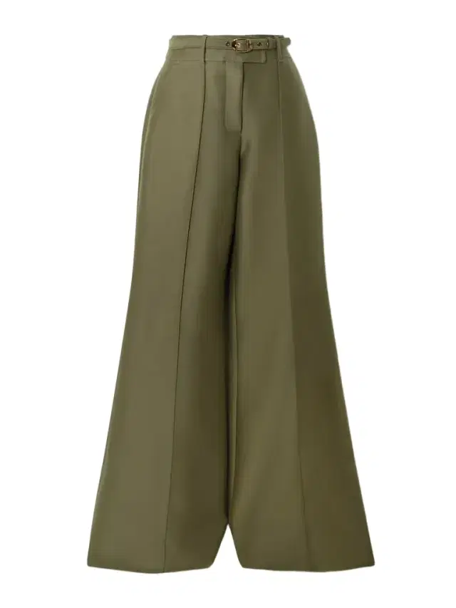 Rebellion Belted Wool And Silk-blend Flared Pants