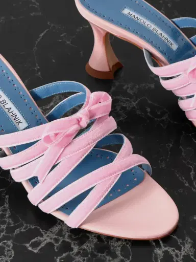 Manolo Blahnik Clementel 70 Velvet-trimmed Satin Mules | Thumbnail 4 Manolo Blahnik Clementel 70 Velvet-trimmed Satin Mules | Thumbnail 4