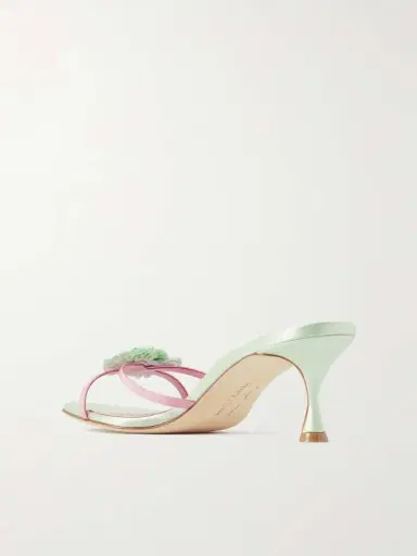 Manolo Blahnik Paliss 50 Appliquéd Satin Mules | Thumbnail 3 Manolo Blahnik Paliss 50 Appliquéd Satin Mules | Thumbnail 3