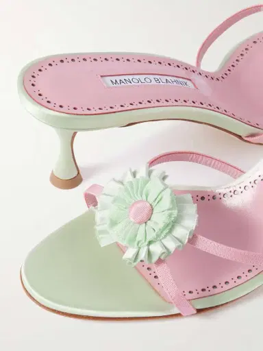 Manolo Blahnik Paliss 50 Appliquéd Satin Mules | Thumbnail 4 Manolo Blahnik Paliss 50 Appliquéd Satin Mules | Thumbnail 4
