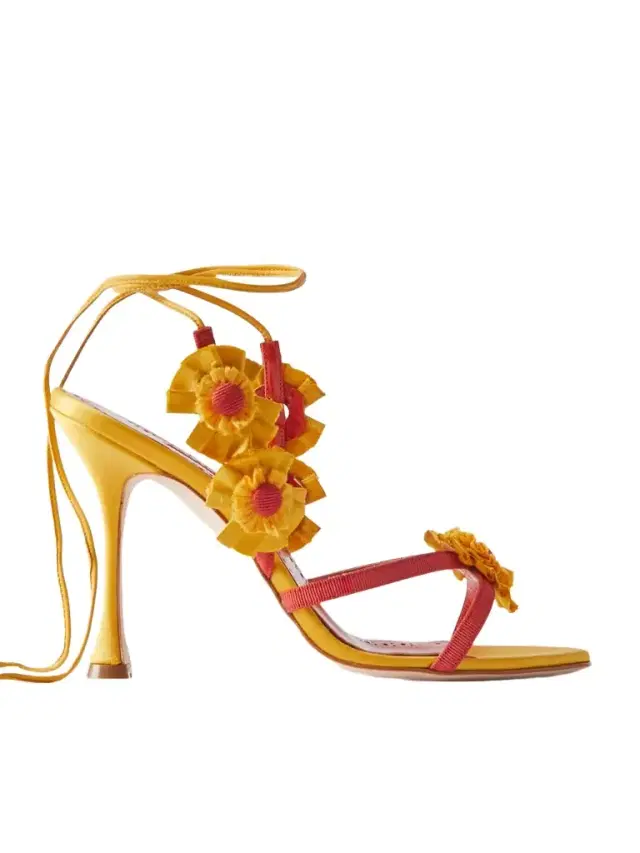 Palissot 105 Leather-trimmed Appliquéd Grosgrain And Satin Sandals