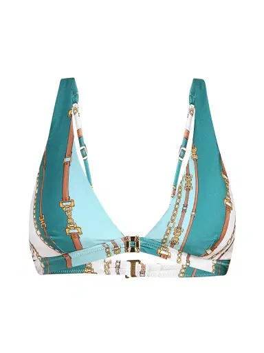 L'AGENCE Women's Belt Stripe Lexie V-Neck Bikini Top | Thumbnail 1