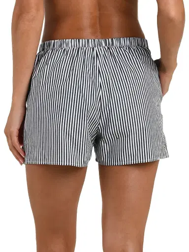 L'AGENCE Women's Voyage Amiya Striped Cotton Poplin Shorts - Black | Thumbnail 4