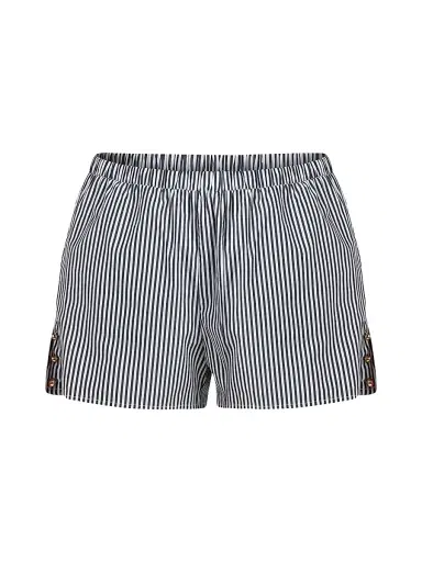 L'AGENCE Women's Voyage Amiya Striped Cotton Poplin Shorts - Black | Thumbnail 1