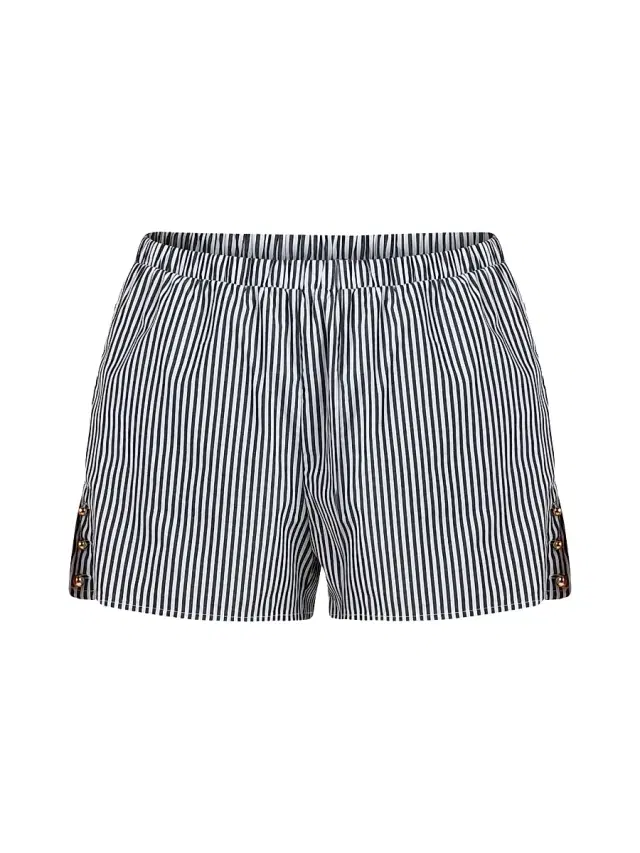 L'AGENCE Women's Voyage Amiya Striped Cotton Poplin Shorts - Black