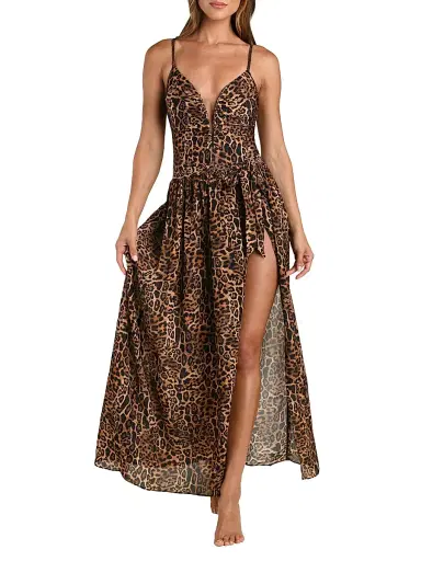L'AGENCE Women's Klaire Leopard-Print Cover-Up Maxi Skirt - Natural | Thumbnail 2
