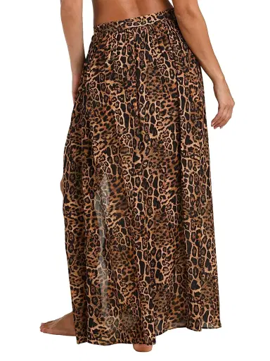 L'AGENCE Women's Klaire Leopard-Print Cover-Up Maxi Skirt - Natural | Thumbnail 4