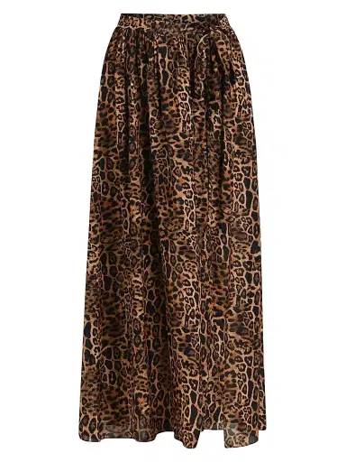 L'AGENCE Women's Klaire Leopard-Print Cover-Up Maxi Skirt - Natural | Thumbnail 1