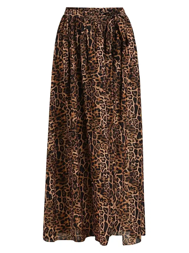 L'AGENCE Women's Klaire Leopard-Print Cover-Up Maxi Skirt - Natural