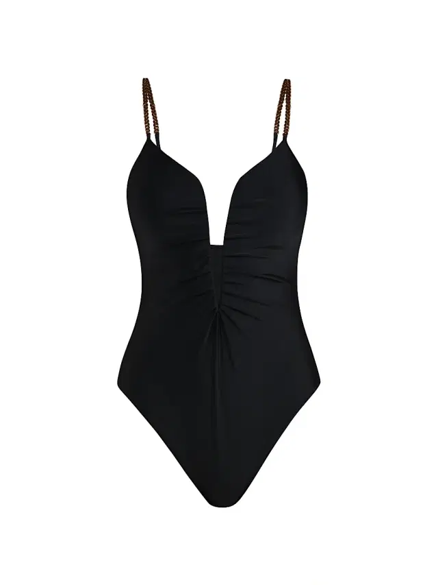 L'Agence Women's Lilou Plunging Underwire One-Piece Swimsuit - Black - Size Large