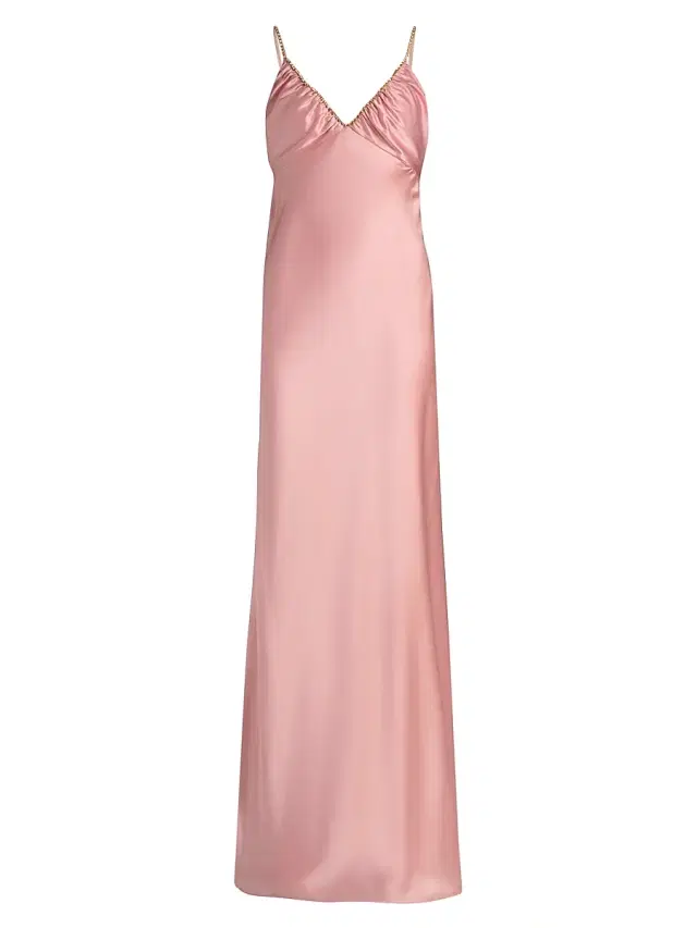 LoveShackFancy Women's Mystara Satin Maxi Slipdress - Pink