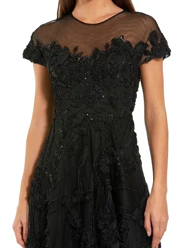 Mac Duggal Women's Embellished Lace Illusion A-Line Midi-Dress | Thumbnail 3 Mac Duggal Women's Embellished Lace Illusion A-Line Midi-Dress | Thumbnail 3
