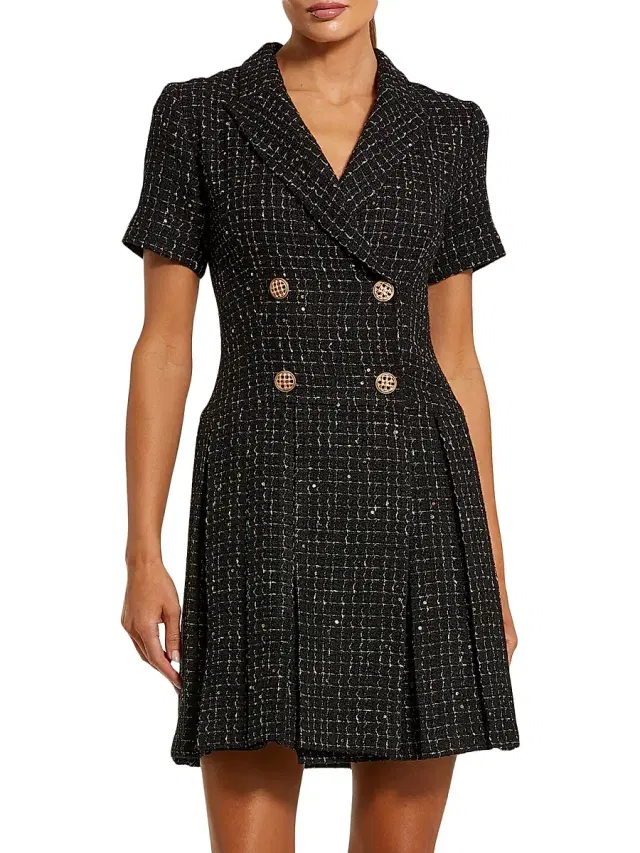 Women's Tweed Blazer Minidress - Black