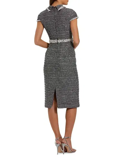Mac Duggal Women's Bouclé Collared Midi-Dress | Thumbnail 2