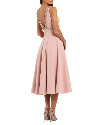 Mac Duggal Women's Beaded Crepe A-Line Midi-Dress - Dusty Rose - Size 14 | Thumbnail 2
