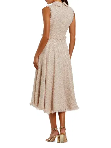 Mac Duggal Women's Bouclé Button-Front Midi-Dress - Blush - Size 14 | Thumbnail 2 Mac Duggal Women's Bouclé Button-Front Midi-Dress - Blush - Size 14 | Thumbnail 2