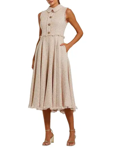 Mac Duggal Women's Bouclé Button-Front Midi-Dress - Blush - Size 14 | Thumbnail 1 Mac Duggal Women's Bouclé Button-Front Midi-Dress - Blush - Size 14 | Thumbnail 1