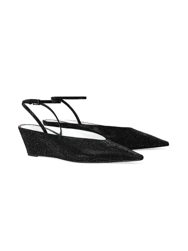 Tory Burch Women's 50MM Pavé-Embellished Suede Wedge Pumps - Perfect Black | Thumbnail 2