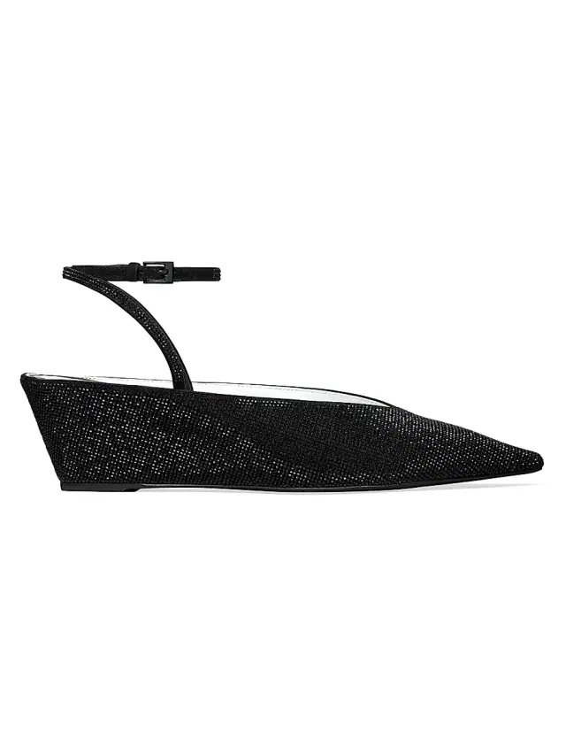Tory Burch Women's 50MM Pavé-Embellished Suede Wedge Pumps - Perfect Black