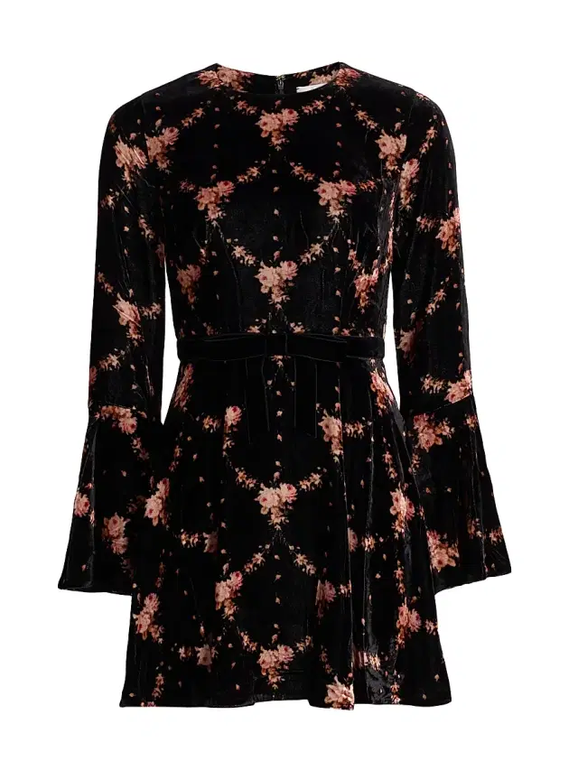 Cara Cara Women's Rosabella Floral Velvet A-Line Minidress - Trellis Black