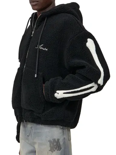 AMIRI Men's Bones Cotton Fleece Zip-Up Hoodie - Black - Size XXXL | Thumbnail 3