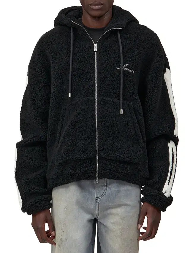 Men's Bones Cotton Fleece Zip-Up Hoodie - Black
