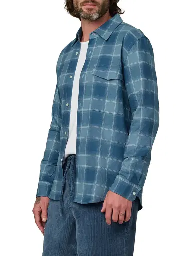 Joe's Jeans Men's The Reynolds Plaid Shirt - Bluefin Plaid - Size Small | Thumbnail 3