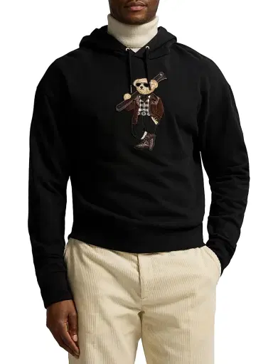 Ralph Lauren Purple Label Men's Polo Bear Cotton-Cashmere Hoodie - Classic Black - Size XXL | Thumbnail 3