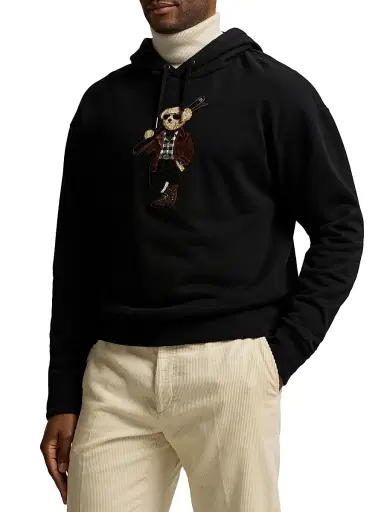 Ralph Lauren Purple Label Men's Polo Bear Cotton-Cashmere Hoodie - Classic Black - Size XXL | Thumbnail 4