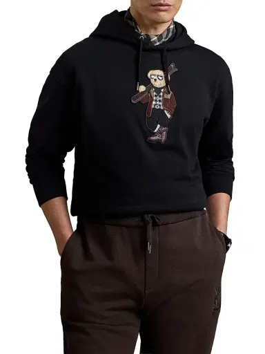 Ralph Lauren Purple Label Men's Polo Bear Cotton-Cashmere Hoodie - Classic Black - Size XXL | Thumbnail 6