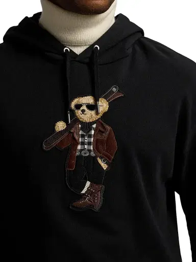Ralph Lauren Purple Label Men's Polo Bear Cotton-Cashmere Hoodie - Classic Black - Size XXL | Thumbnail 9