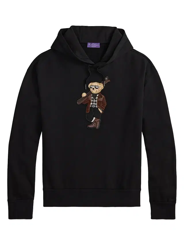 Men's Polo Bear Cotton-Cashmere Hoodie - Classic Black