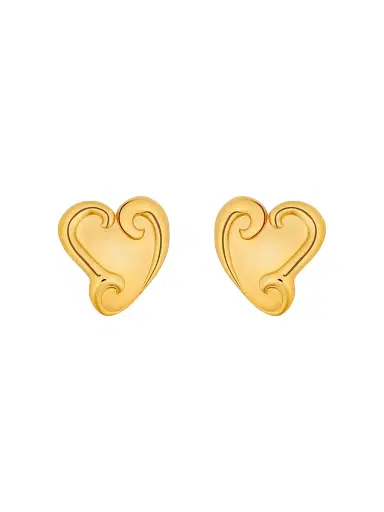 Oscar de la Renta Women's 24K-Gold-Plated Swirl Heart Stud Earrings - Gold | Thumbnail 1