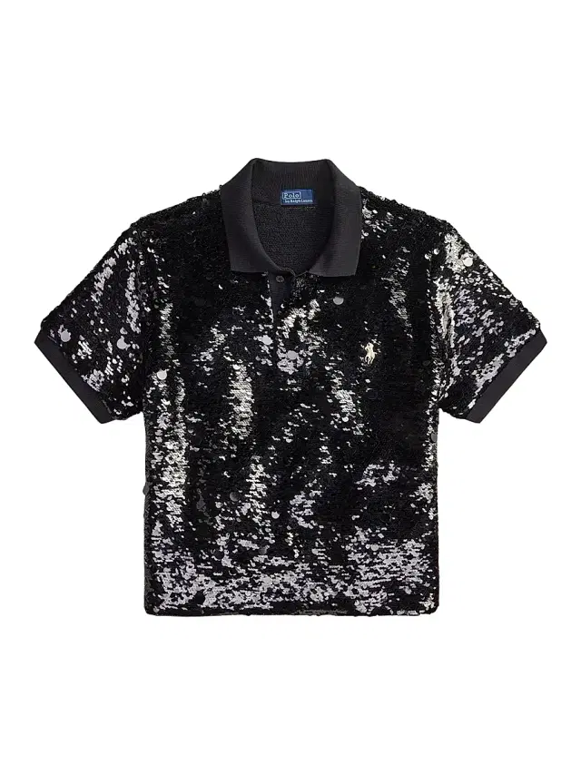 Polo Ralph Lauren Women's Sequined Slim-Fit Polo Top - Polo Black