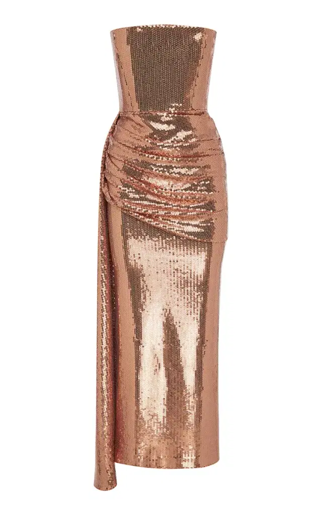 Draped Sequinned Midi Dress