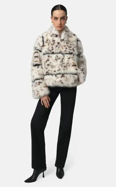 Apparis Sai Leopard Faux Fur Cropped Coat | Thumbnail 2
