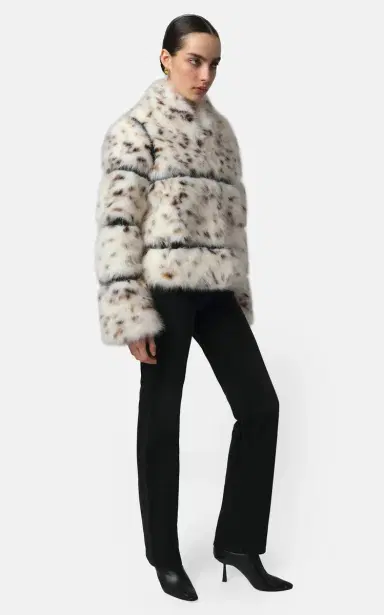 Apparis Sai Leopard Faux Fur Cropped Coat | Thumbnail 3