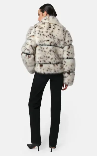 Apparis Sai Leopard Faux Fur Cropped Coat | Thumbnail 4