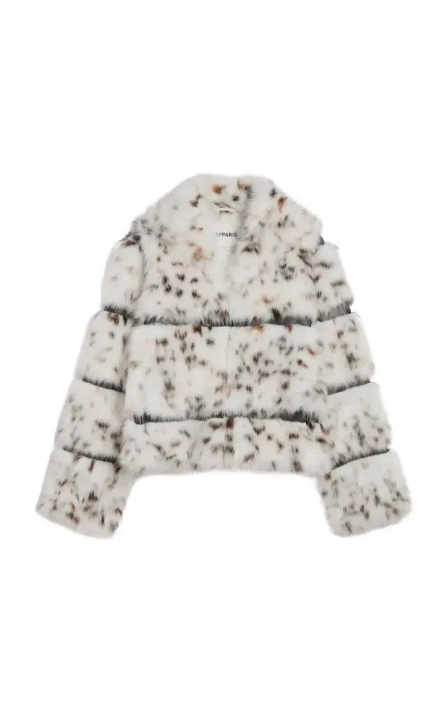 Apparis Sai Leopard Faux Fur Cropped Coat