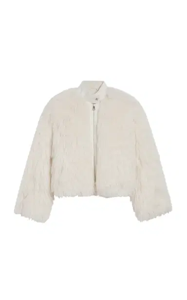 Apparis Lillet Faux Fur Shag Bomber Jacket - Ivory | Thumbnail 1