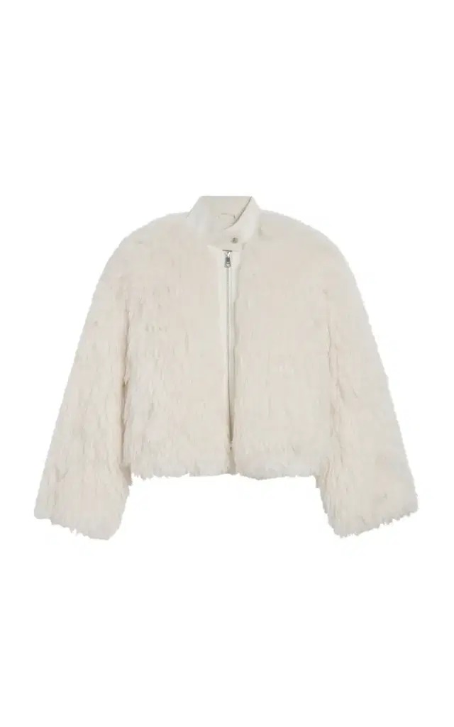 Lillet Faux Fur Shag Bomber Jacket - Ivory