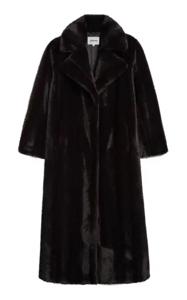 Apparis Gabrielle Mink Faux Fur Maxi Coa - Black | Thumbnail 1