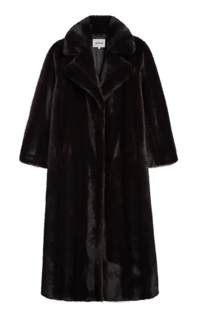 Gabrielle Mink Faux Fur Maxi Coa - Black