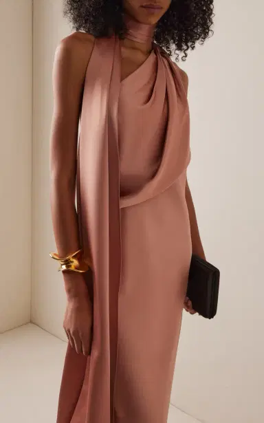 SEV Scarf-Neck Satin Midi Dress | Thumbnail 2 SEV Scarf-Neck Satin Midi Dress | Thumbnail 2