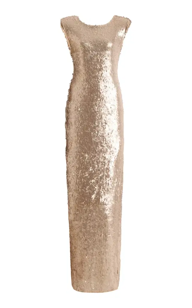 Sculpted V-Back Sequined Gown