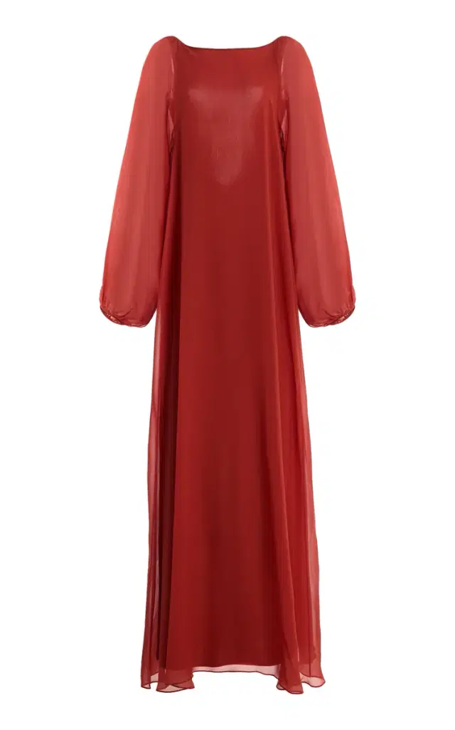 Open-Back Silk-Chiffon Maxi Caftan Dress