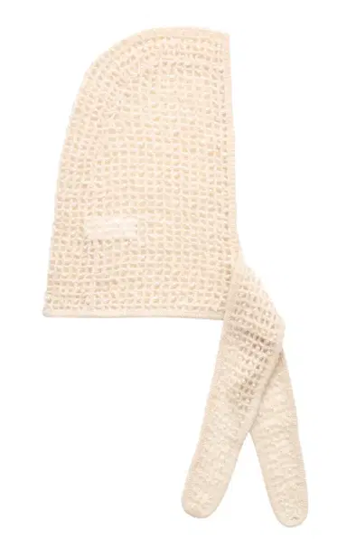 By Malene Birger Tianne Pearl-Detailed Knit Wool Hood - White - OS | Thumbnail 1