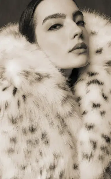 Apparis Gabrielle Snow Leopard Faux Fur Spotted Maxi Coat | Thumbnail 2